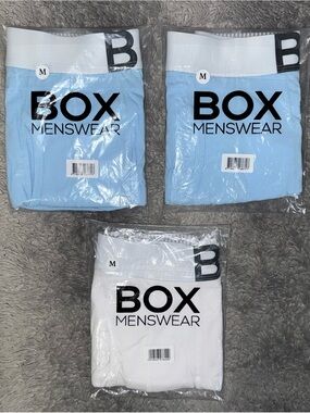 BOX MENSWEAR 3-PACK OF WHITE & BLUE BOXERS